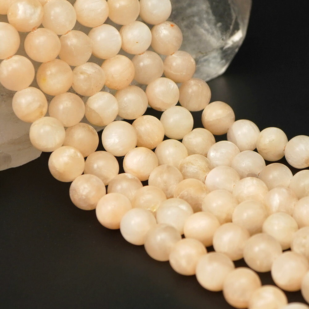 ピンクゼオライト 8mm 丸玉 ビーズ 連売り 約38cm スティルバイト 束沸石 パワーストーン 連 石 丸 玉 手芸 手作り 自作 資材 ハンドメイド アクセサリー パーツ 材料 8ミリ