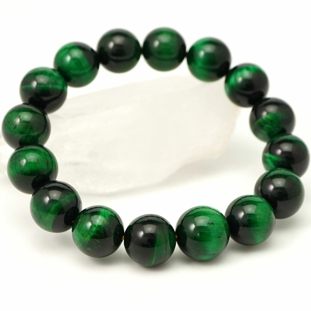 グリーンタイガーアイ 12mm 丸玉 ブレスレット アクセサリー 内周 約16cm 緑虎眼石 天然石 パワーストーン アクセ ブレスレッド 数珠 念珠 ブレス バングル メンズ レディース ギフト 贈り物 12ミリ