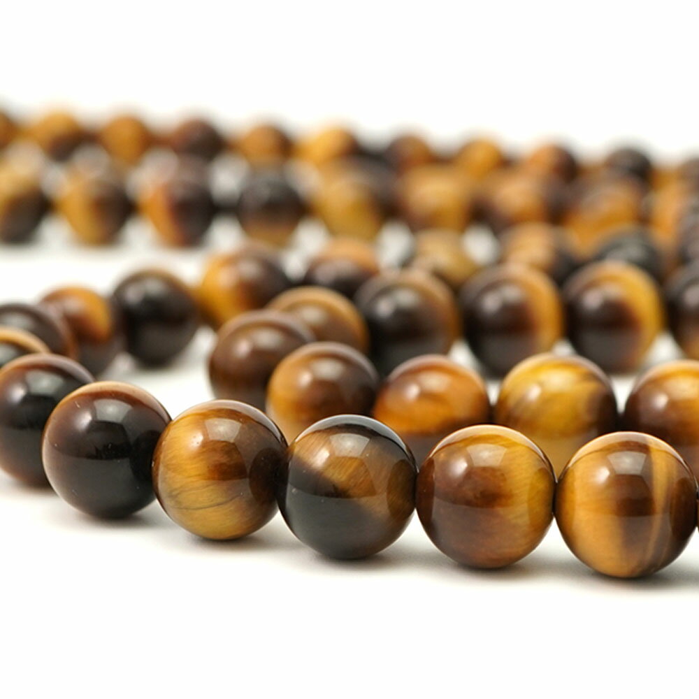 タイガーアイ 10mm 丸玉 ビーズ 連売り 約38cm AAA 虎眼石 定番 パワーストーン 連 石 丸 玉 手芸 手作り 自作 資材 ハンドメイド アクセサリー パーツ 材料 10ミリ