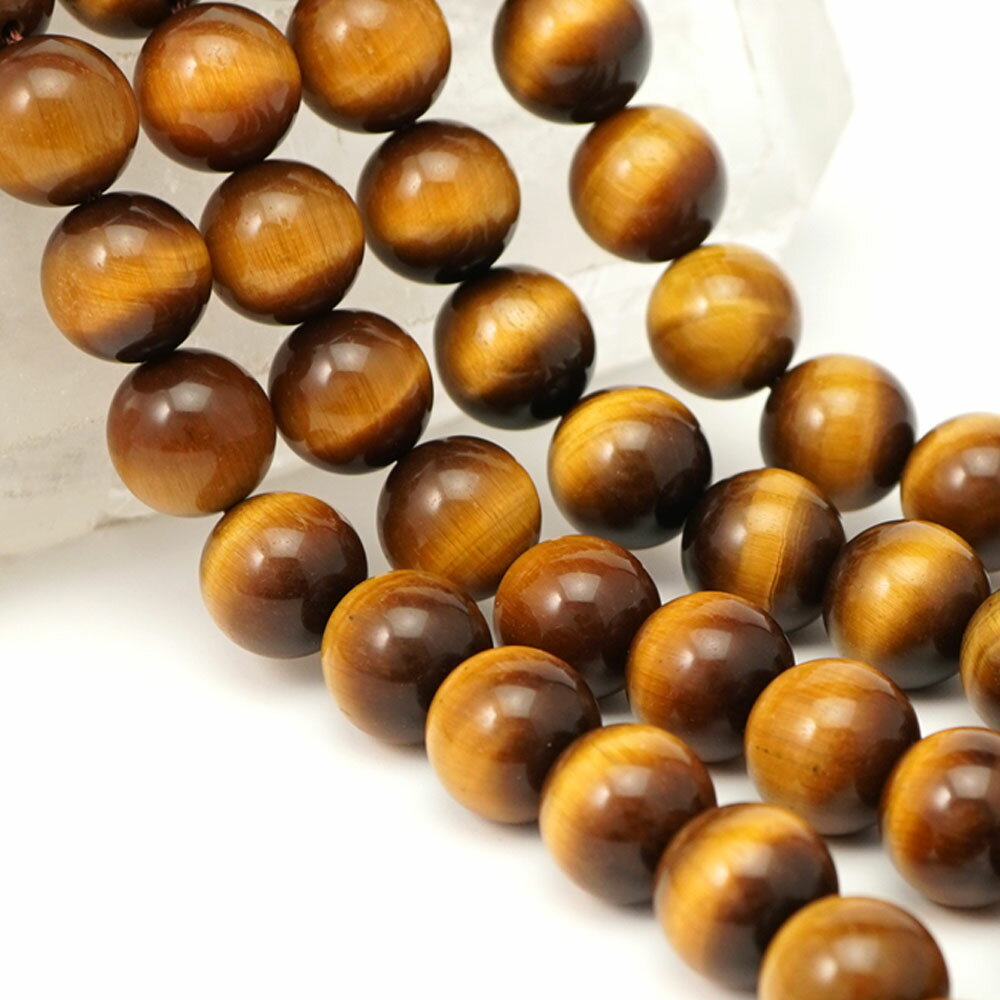タイガーアイ 12mm 丸玉 ビーズ 連売り 約38cm AAA 虎眼石 定番 パワーストーン 連 石 丸 玉 手芸 手作り 自作 資材 ハンドメイド アクセサリー パーツ 材料 12ミリ