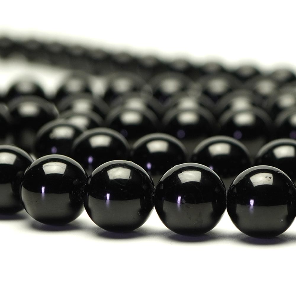 ブラックトルマリン ビーズ 丸玉 12mm 連売り 天然石 パワーストーン 石 丸 玉 珠 連 手芸 手作り ハンドメイド アクセサリー パーツ 素材 材料