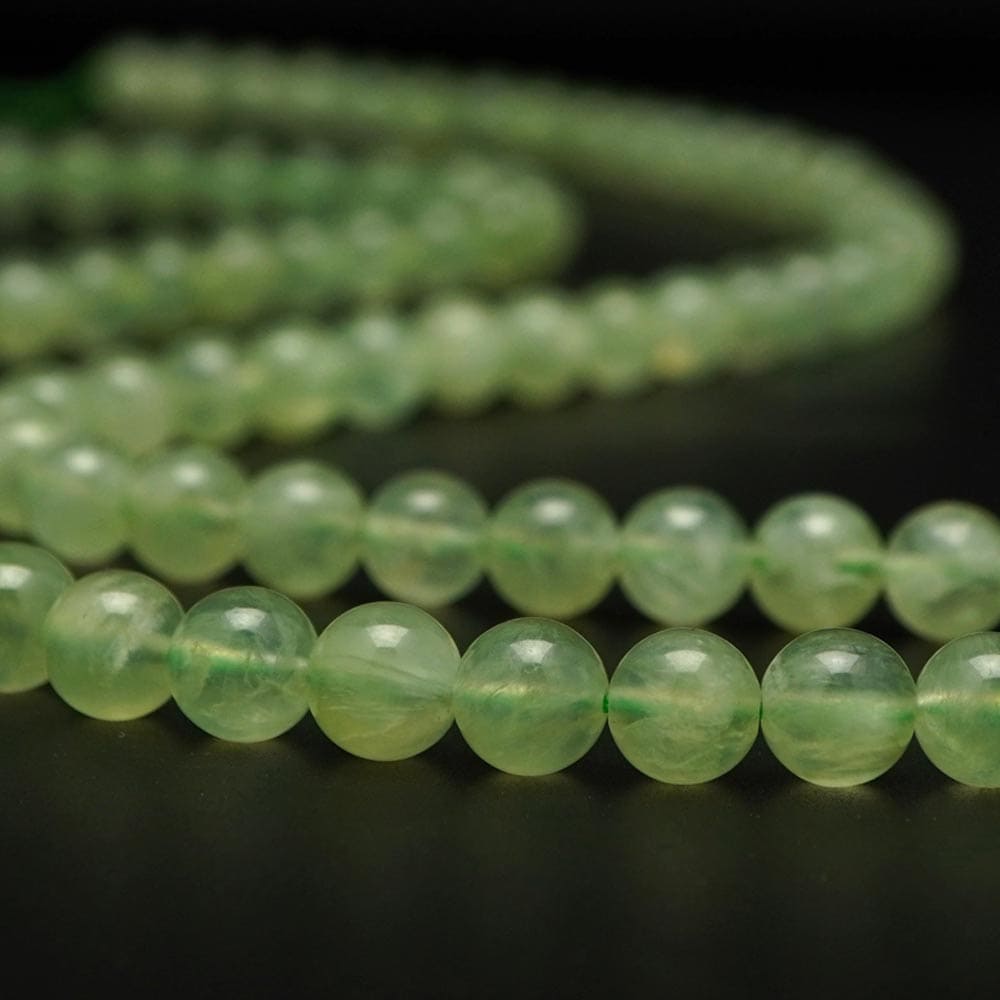 プレナイト 8mm ビーズ 丸 玉 ストーン 1連売 約38cm 天然石 連売 パーツ 素材 手作り ハンドメイド 手芸 アクセサリー ブレスレット 開運 風水 8ミリ
