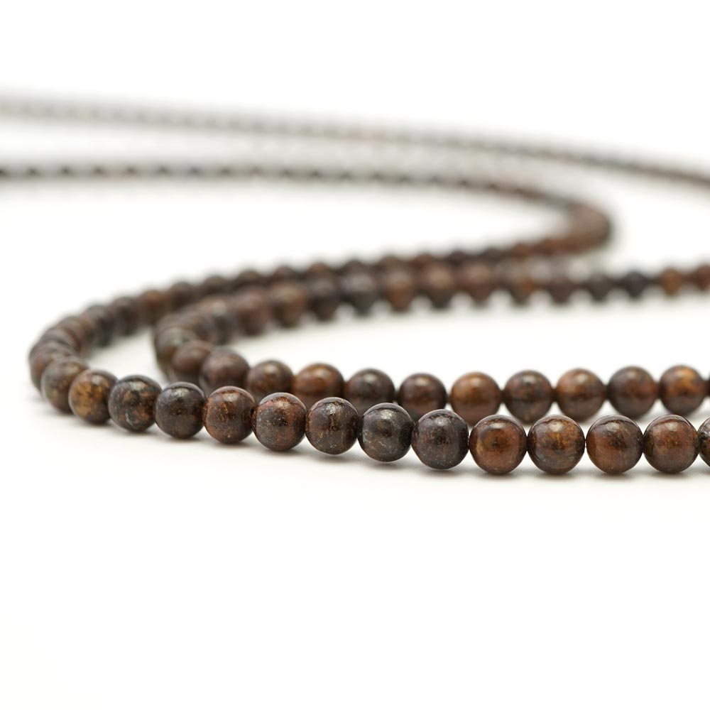 Genuine, Semi-Precious Stones - ブロンザイト ビーズ 丸玉 4mm 連売り 天然石 パワーストーン 石 丸 玉 珠 連 手芸 手作り ハンドメイド アクセサリー パーツ 素材 材料