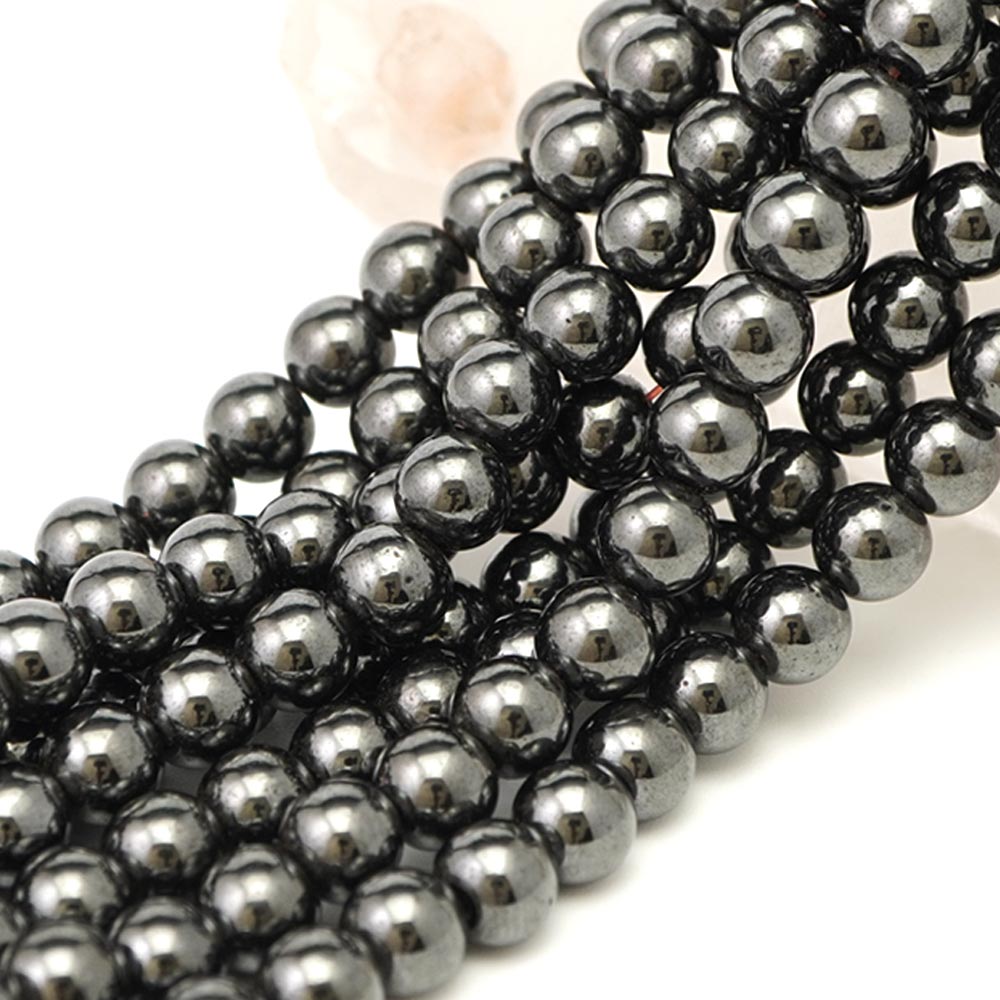 ヘマタイト 8mm 丸玉 ビーズ 連売り 約38cm マグネット 磁力 天然石 パワーストーン 石 丸 玉 珠 連 手芸 手作り 自作 ハンドメイド アクセサリー パーツ 素材 材料 8ミリ