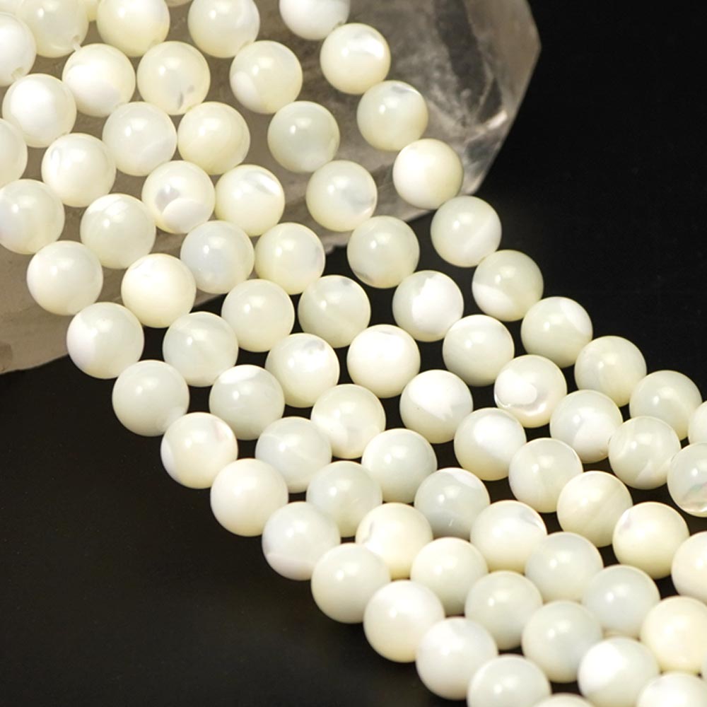 マザーオブパール 8mm ビーズ 丸 玉 ストーン 1連売 約38cm MOP 天然石 連売 パーツ 素材 手作り ハンドメイド 手芸 アクセサリー ブレスレット 開運 風水 8ミリ cp9s