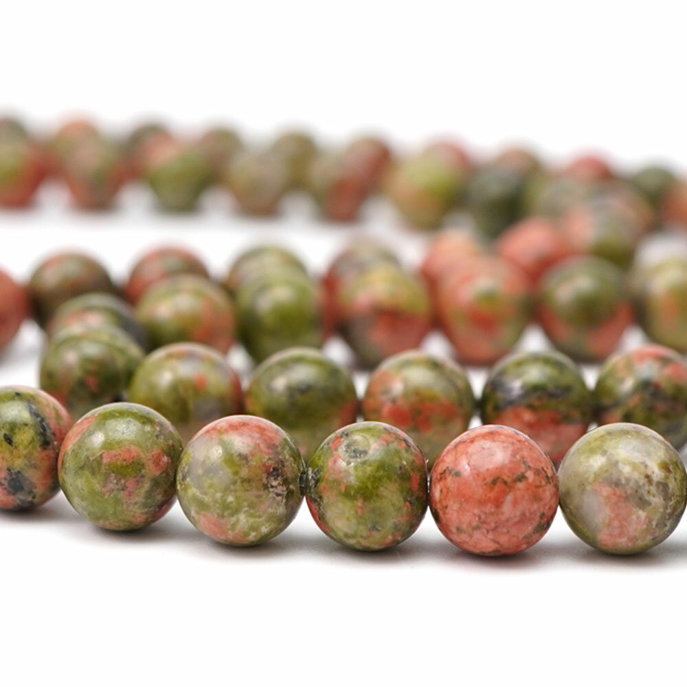 ユナカイト 8mm ビーズ 丸 玉 ストーン 1連売 約38cm 天然石 連売 パーツ 素材 手作り ハンドメイド 手芸 アクセサリー ブレスレット 開運 風水...