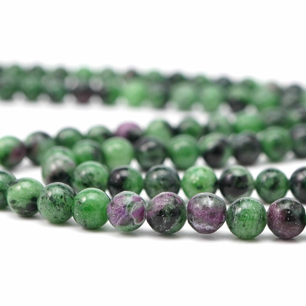 ルビーインゾイサイト 6mm ビーズ 丸 玉 ストーン 1連売 約38cm 天然石 連売 パーツ 素材 手作り ハンドメイド 手芸 アクセサリー ブレスレット ...