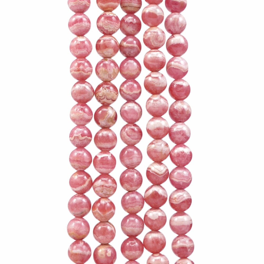 ロードクロサイト 8mm 丸玉 ビーズ 連売り 約38cm インカローズ 縞模様 天然石 パワーストーン 連 石 丸 玉 手芸 手作り 自作 資材 ハンドメイド アクセサリー パーツ 材料 8ミリ