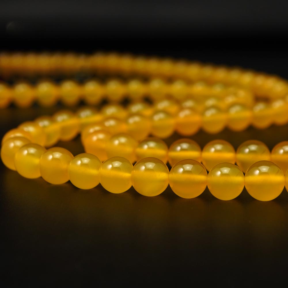 イエローアゲート 10mm 丸玉 ビーズ 連売り 約38cm 黄瑪瑙 染め 天然石 パワーストーン 石 丸 玉 珠 連 手芸 手作り 自作 ハンドメイド アクセサリー パーツ 素材 材料 10ミリ