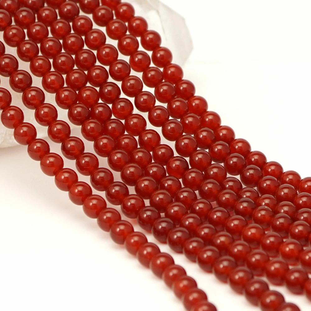 レッドアゲート 6mm 丸玉 ビーズ 連売り 約38cm 赤瑪瑙 メノウ パワーストーン 連 手芸 手作り 自作 資材 石 丸 玉 ハンドメイド アクセサリー パーツ 材料 6ミリ cp12s