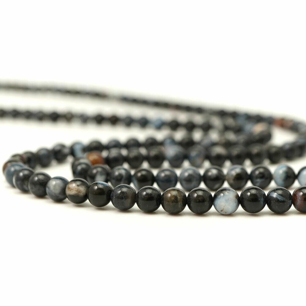【P5倍 9/12 9:59】 ブラックインディアンアゲート 6mm 丸玉 ビーズ 連売り 約38cm インド産瑪瑙 天然石 パワーストーン 石 丸 玉 珠 連 手芸 手作り 自作 ハンドメイド アクセサリー パーツ 素材 材料 6ミリ