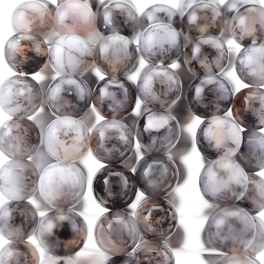 天然石 デンドリチックアゲート 10mm 丸 玉 ビーズ 1連売 約38cm 連売 パワーストーン 丸玉 パーツ 素材 アクセサリー デンドライト ブレスレット...