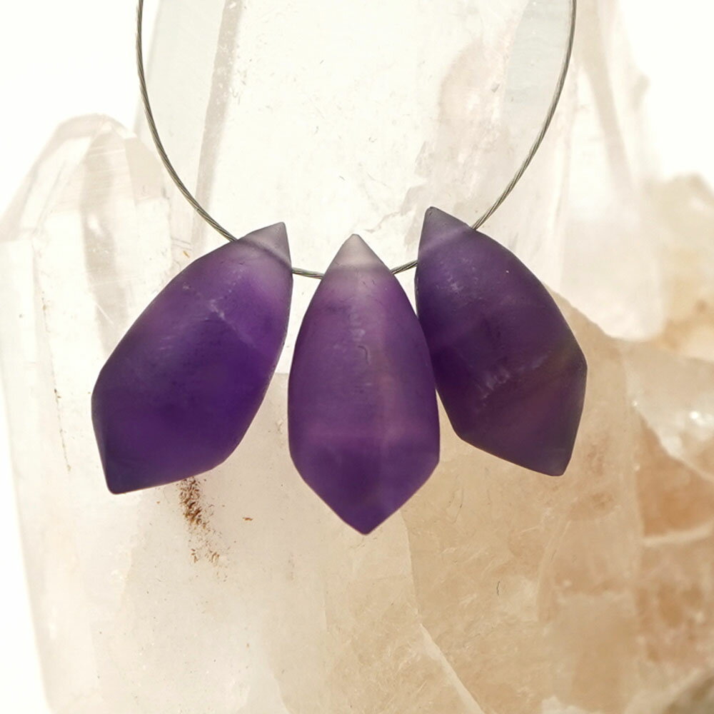 アメジスト 15×7-14×6mm ポイントドロップ ビーズ 1粒売り バラ売り つや消し 紫水晶 天然石 カットビーズ 粒 バラ 石 珠 手芸 手作り 自作 ハンドメイド アクセサリー パーツ 材料 素材 cp7s