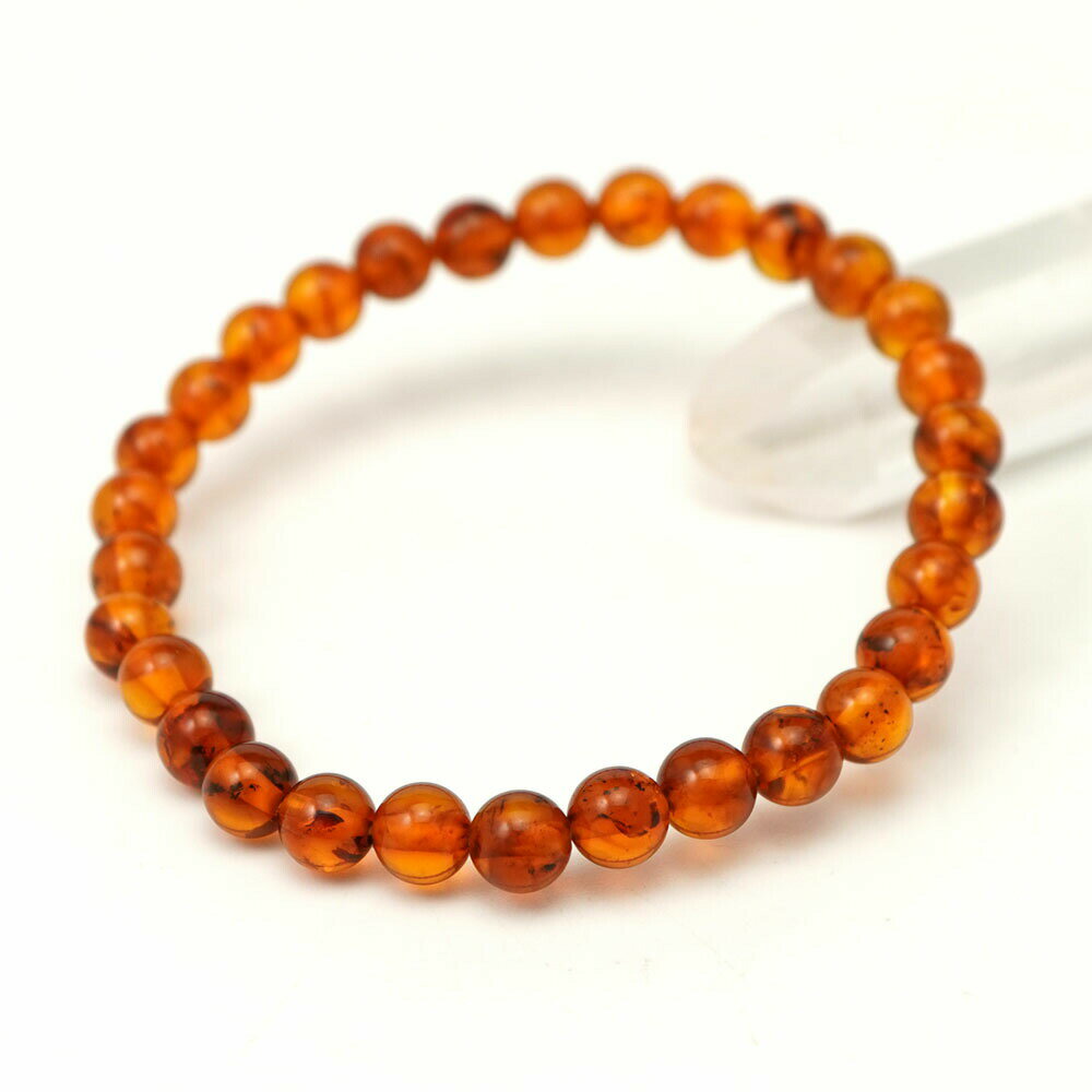 アンバー 6mm 丸玉 ブレスレット アクセサリー 内周 約16cm 琥珀 コハク 天然石 パワーストーン アクセ ブレスレッド 数珠 念珠 ブレス バングル メンズ レディース ギフト 贈り物 10ミリ c1sg