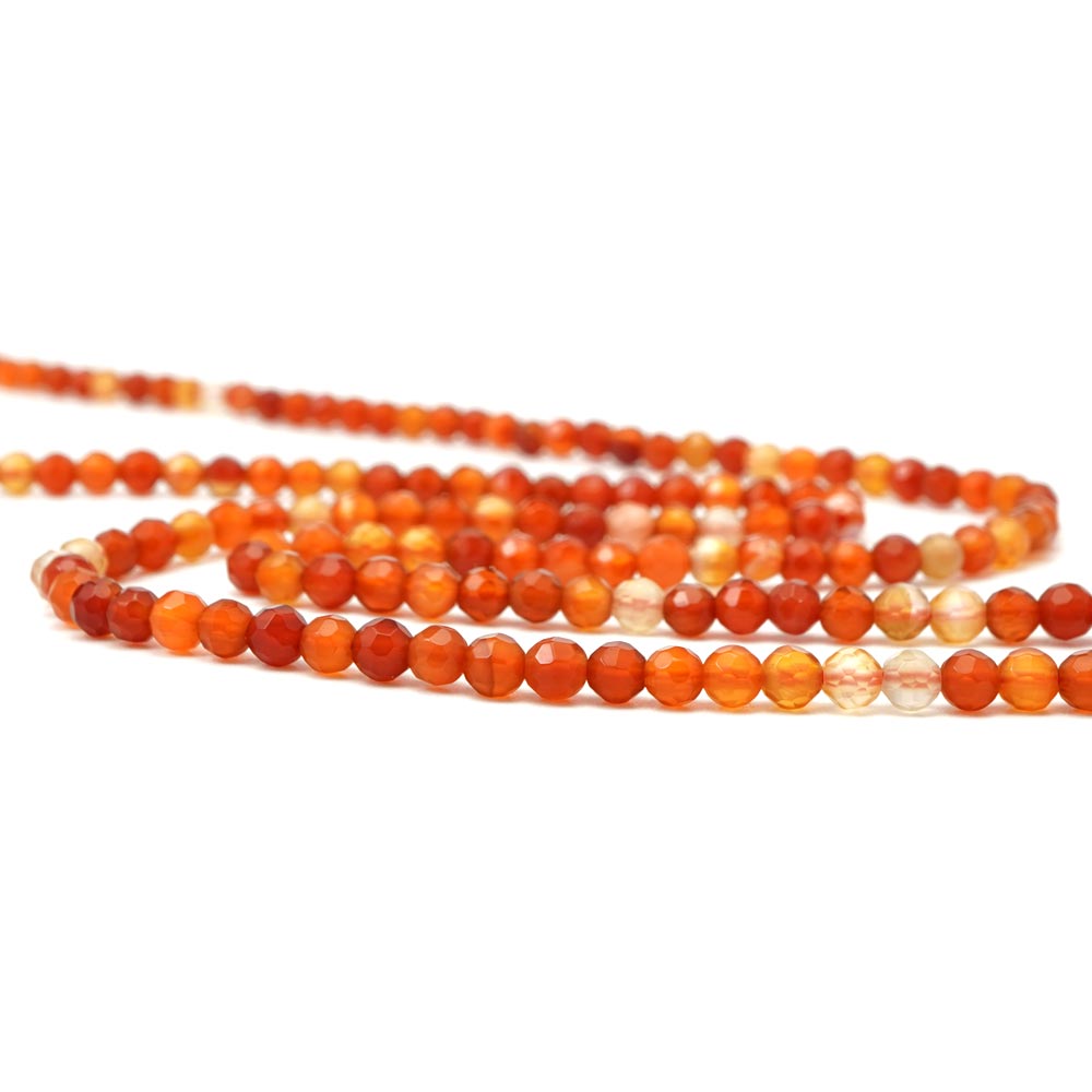 カーネリアン 4mm 64面カット ビーズ 連売り 約38cm キラキラカット 紅玉...