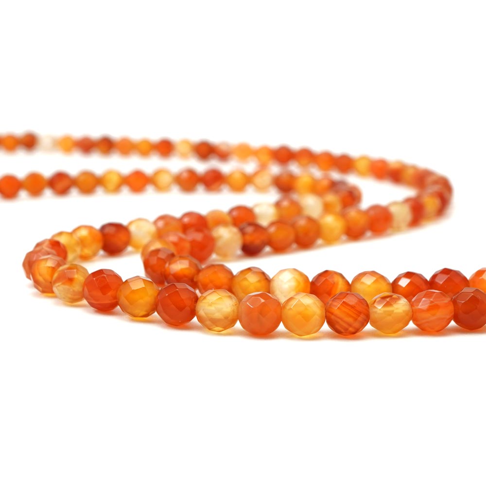 カーネリアン 6mm 64面カット ビーズ 連売り 約38cm キラキラカット 紅玉...