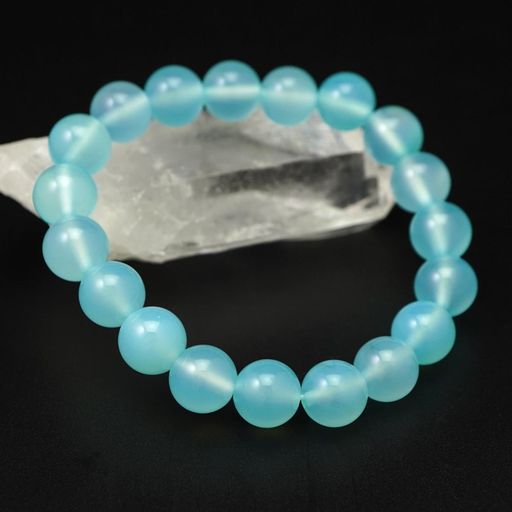 シーブルーカルセドニー 10mm ブレスレット 丸玉 アクセサリー 内周 約16cm さわやか カルセドニー 天然石 パワーストーン アクセ ブレスレッド 数珠 念珠 ブレス バングル メンズ レディース ギフト 贈り物 10ミリ cp7s