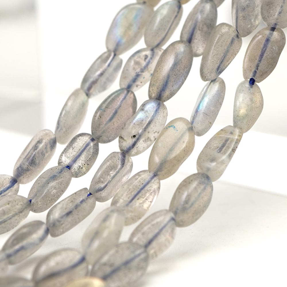 ラブラドライト 9×6×4mm タンブル ビーズ 連売り 約38cm 玉虫色 チップ 天然石 パワーストーン ナゲット 石 丸 玉 珠 連 手芸 手作り 自作 ハンドメイド アクセサリー パーツ 素材 材料