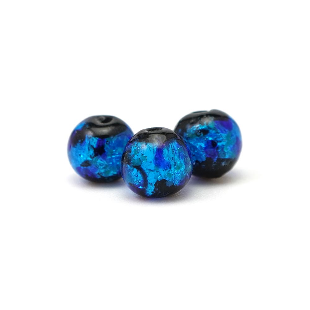 Glass Beads - トンボ玉 6mm 1粒 丸玉 粒売り バラ売り ブルー ホタルガラス 天然石 パワーストーン バラ 素材 パーツ アクセサリーパーツ ハンドメイド パーツ 自作 6ミリ