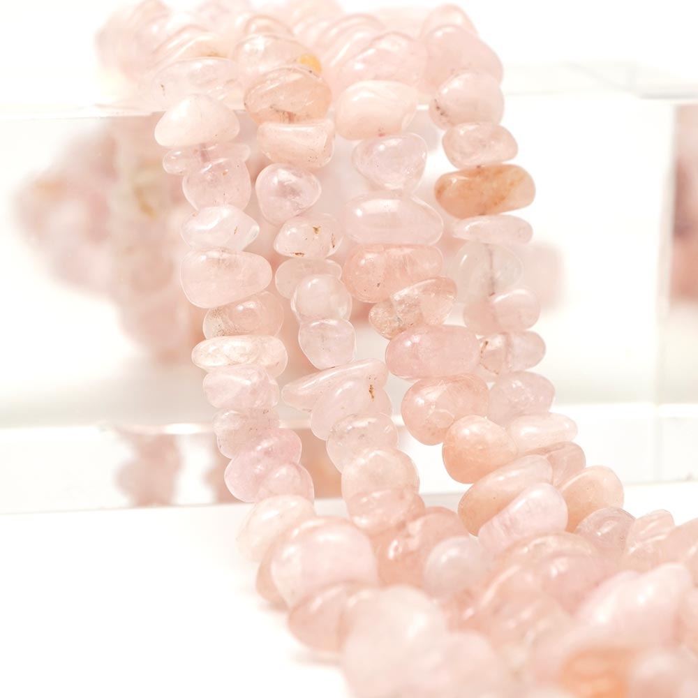 モルガナイト 12-3mm さざれ ビーズ 連売り 約38cm ローズベリル かわいい 天然石 パワーストーン 石 チップ 玉 珠 連 手芸 手作り 自作 ハンドメイド アクセサリー パーツ 素材 材料 2