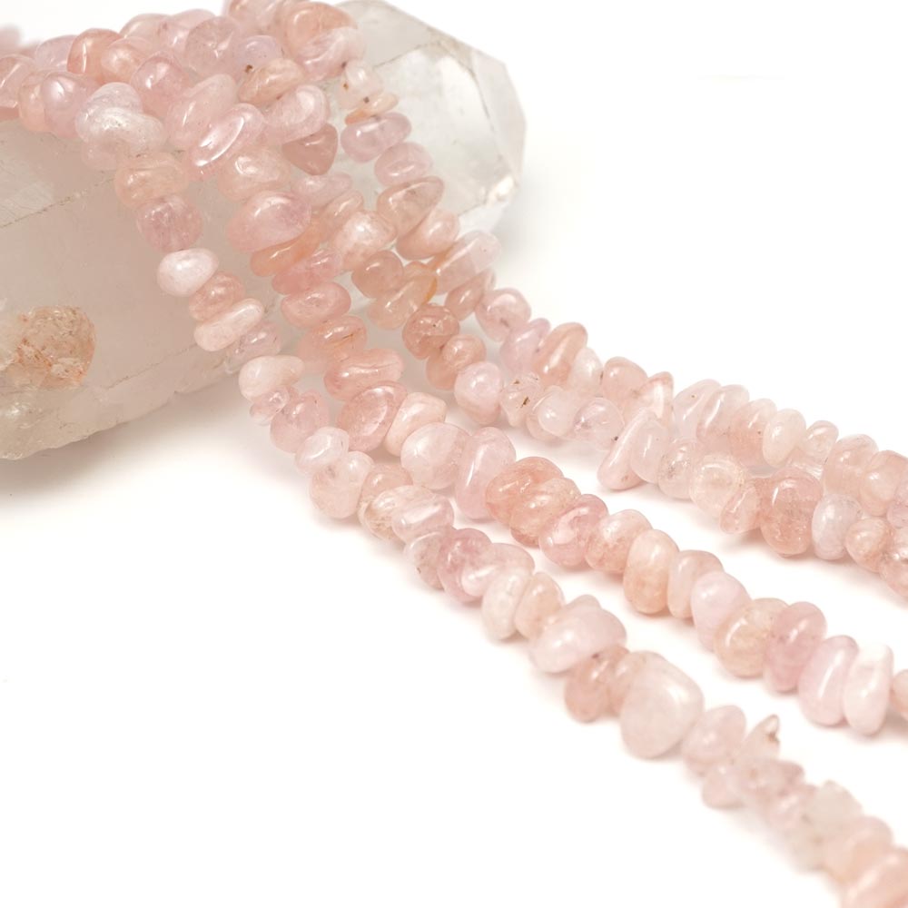 モルガナイト 12-3mm さざれ ビーズ 連売り 約38cm ローズベリル かわいい 天然石 パワーストーン 石 チップ 玉 珠 連 手芸 手作り 自作 ハンドメイド アクセサリー パーツ 素材 材料 3