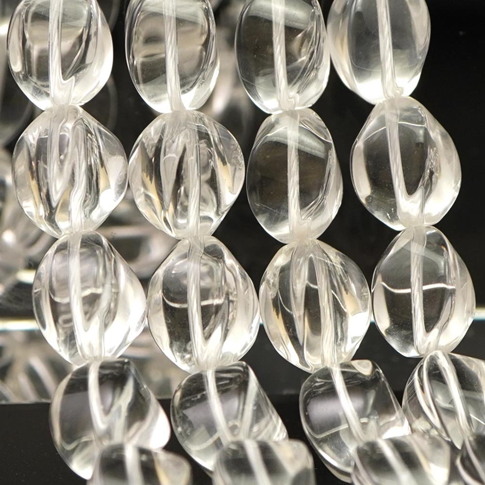 水晶 14×10×10mm ツイスト ビーズ 連売り 約38cm 面カット 透明 天然石 パワーストーン 石 細工用 玉 ..