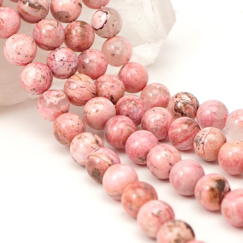 ロードナイトインクォーツ 12mm 丸玉 ビーズ 連売り 約38cm シリカ かわいい 天然石 パワーストーン 石 丸 玉 珠 連 手芸 手作り 自作 ハンドメイド アクセサリー パーツ 素材 材料 12ミリ