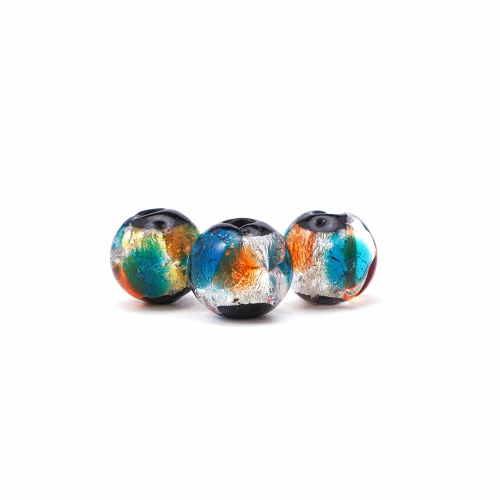 樂天商城 - 【LINE追加で7％オフクーポン配布 ポイント5倍 6/19 23:59迄】 トンボ玉 8mm ラウンド ビーズ 粒売り バラ売り オレンジブルー ホタルガラス 天然石 パワーストーン バラ 素材 アクセサリーパーツ ハンドメイド パーツ 自作 8ミリ c2605j