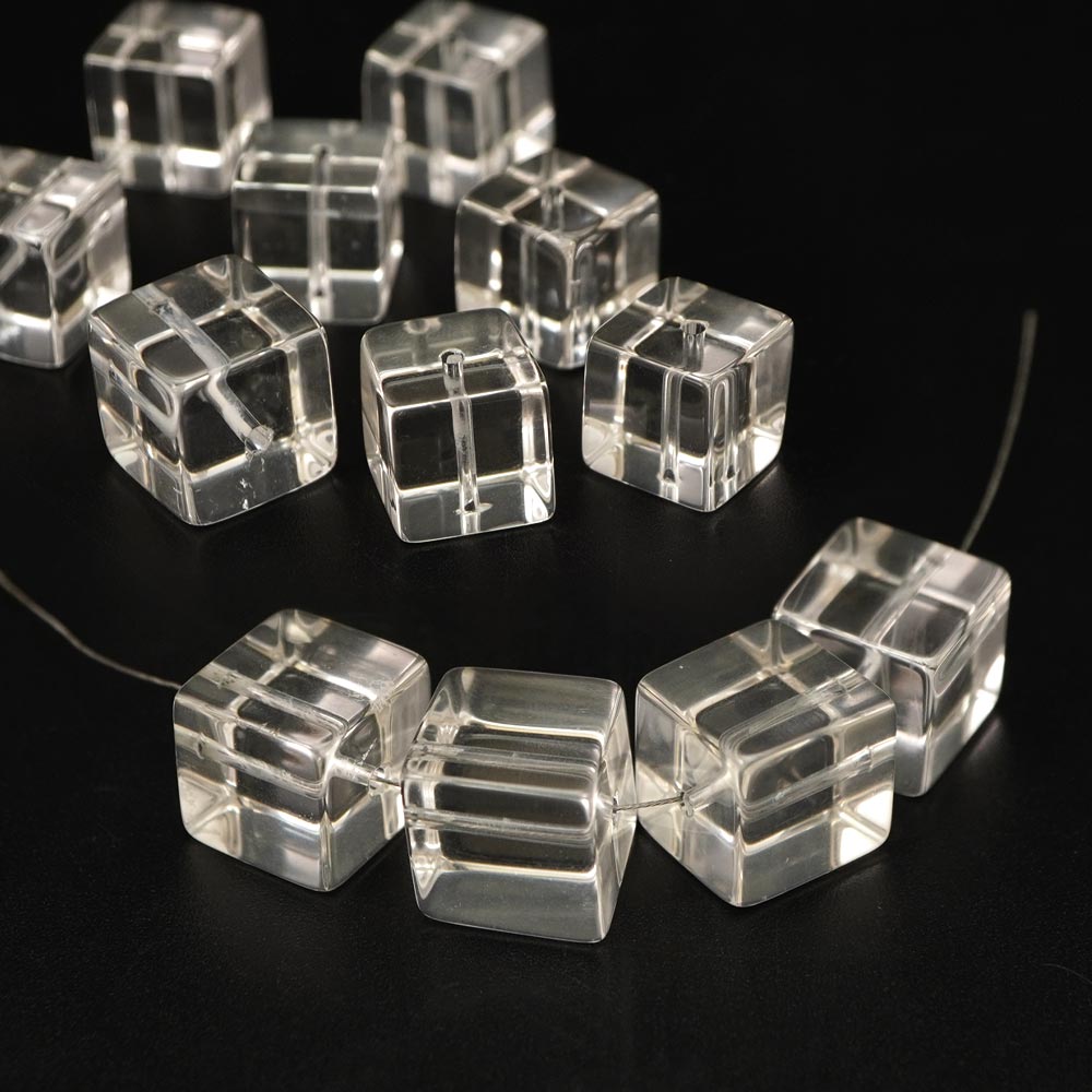 水晶 12mm キューブ ビーズ 1粒 バラ売り 四角い アクセント 天然石 パワーストーン バラ 素材 パーツ アクセサリーパーツ ハンドメイド パーツ 自作