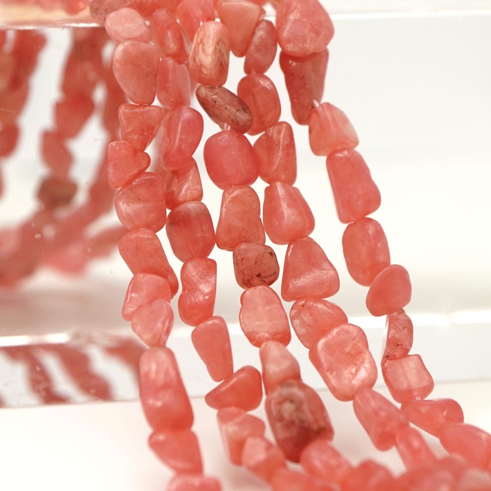 インカローズ 9×7×4-6×5×3mm タンブル ビーズ 連売り 約38cm アルゼンチン産 ロードクロサイト 天然石 パワーストーン 石 丸 玉 珠 連 手芸 ハンドメイド アクセサリー パーツ 素材 材料
