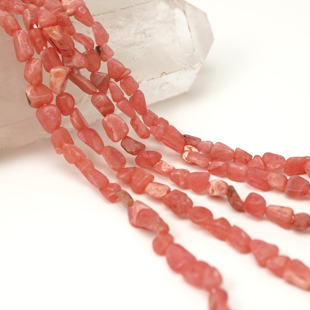 インカローズ 9×7×4-6×5×3mm タンブル ビーズ 連売り 約38cm アルゼンチン産 ロードクロサイト 天然石 パワーストーン 石 丸 玉 珠 連 手芸 ハンドメイド アクセサリー パーツ 素材 材料