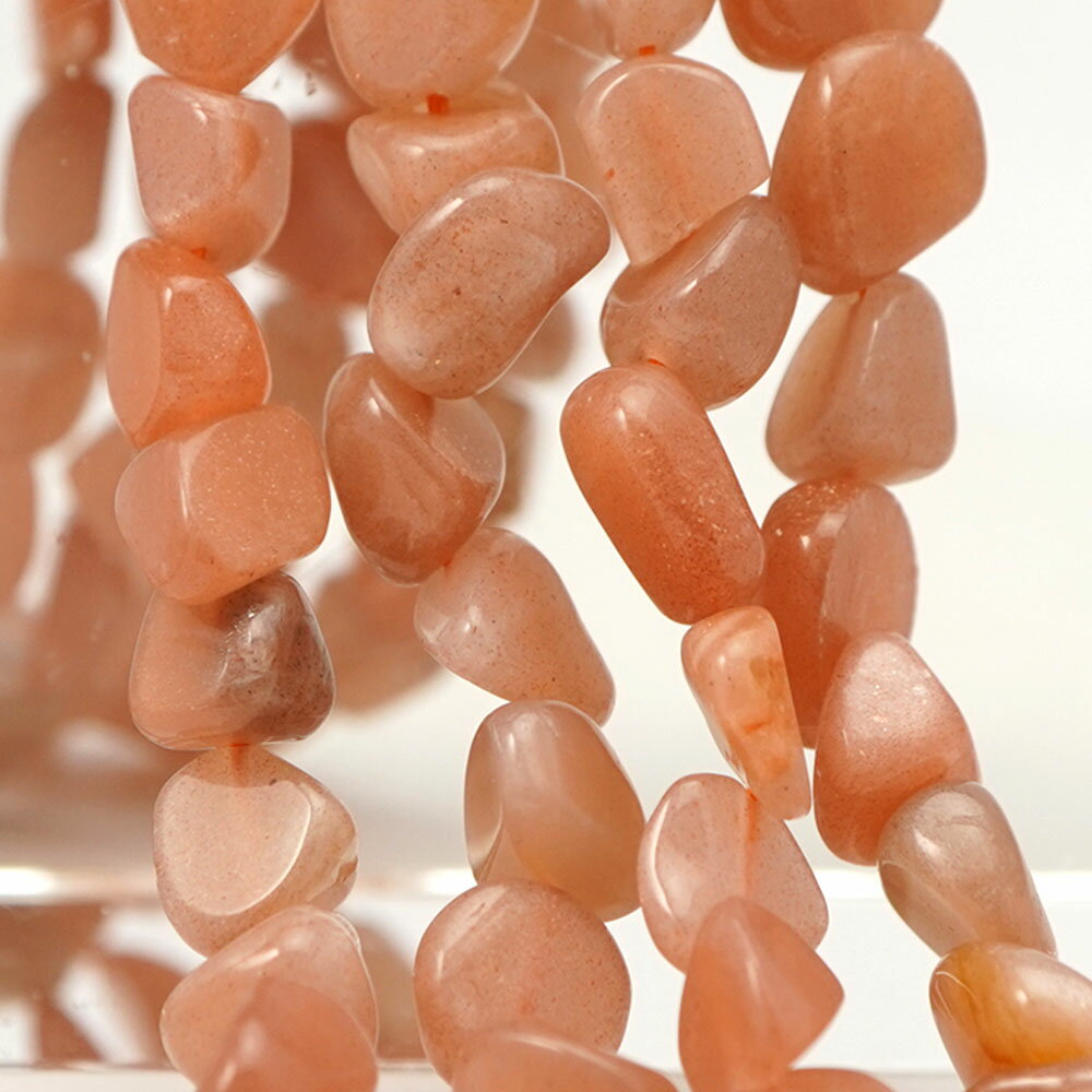 ピーチムーンストーン 10×8×5-8×6×4mm タンブル ビーズ 連売り 約38cm 6月誕生石 ナゲット パワースト..