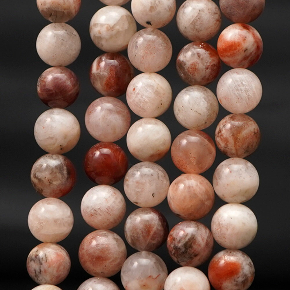 サンストーン 10mm 丸玉 ビーズ 連売り 約38cm ムーンストーン共生 珍しい 天然石 パワーストーン 連 石 丸 玉 手芸 手作り 自作 資材 ハンドメイド アクセサリー パーツ 材料 10ミリ cp9s