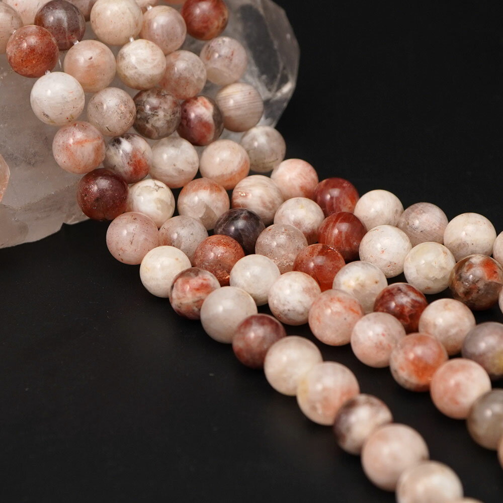 サンストーン 10mm 丸玉 ビーズ 連売り 約38cm ムーンストーン共生 珍しい 天然石 パワーストーン 連 石 丸 玉 手芸 手作り 自作 資材 ハンドメイド アクセサリー パーツ 材料 10ミリ cp9s