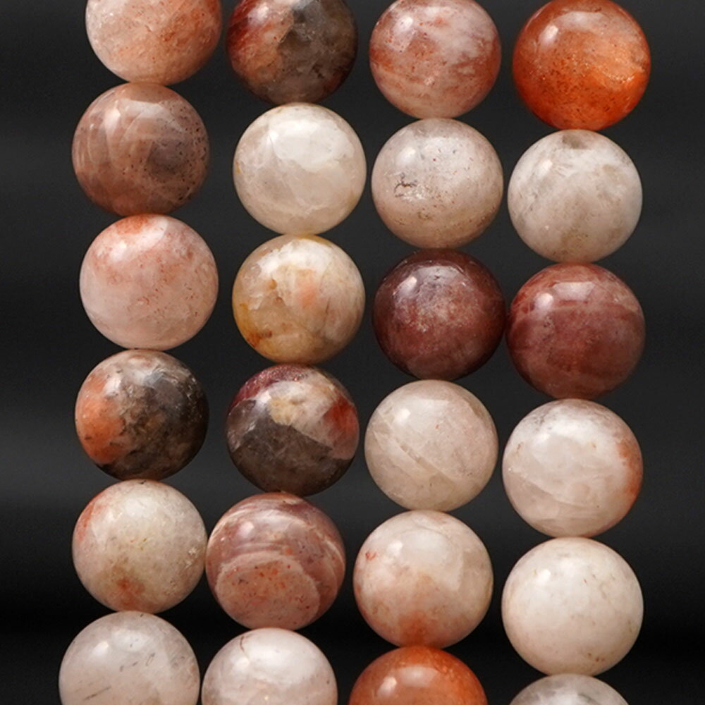 サンストーン 12mm 丸玉 ビーズ 連売り 約38cm ムーンストーン共生 珍しい 天然石 パワーストーン 連 石 丸 玉 手芸 手作り 自作 資材 ハンドメイド アクセサリー パーツ 材料 12ミリ cp12s