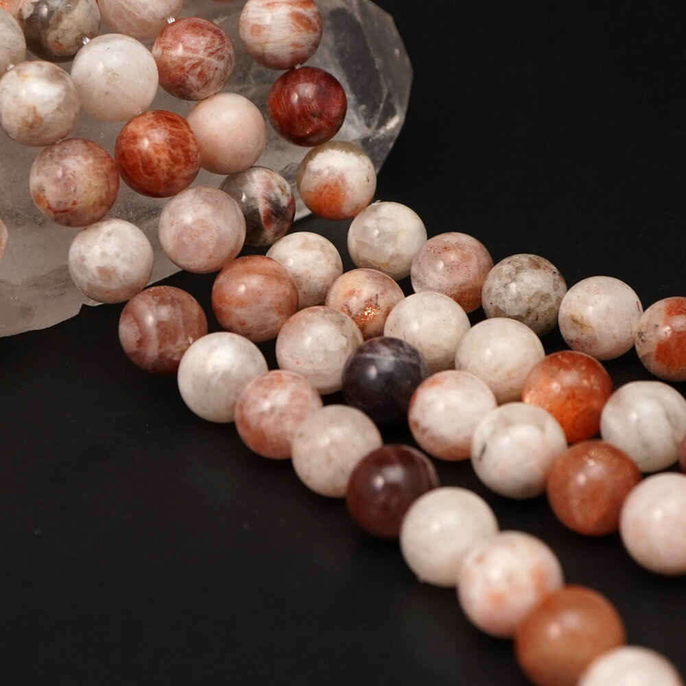 サンストーン 12mm 丸玉 ビーズ 連売り 約38cm ムーンストーン共生 珍しい 天然石 パワーストーン 連 石 丸 玉 手芸 手作り 自作 資材 ハンドメイド アクセサリー パーツ 材料 12ミリ cp12s