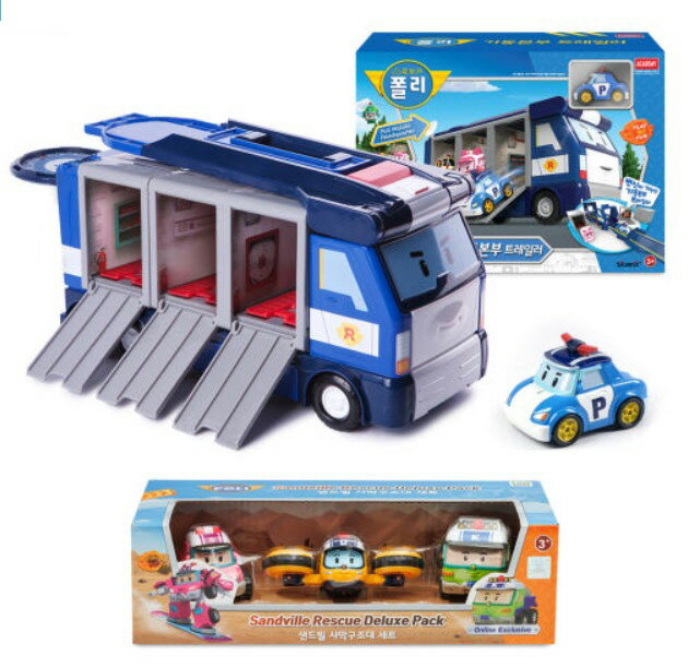 ★配送無料★ROBOCAR POLI★機動本部トレーラー(ダイキャストポリー付)+ダイキャスト砂漠救助隊3種 ポリー レスキュー ミニカー 車 アニメ おもちゃ 組み立て 名前 男の子 女の子 プレゼント こどもの日 誕生日 シーズン キャラクター 韓国 人気 2