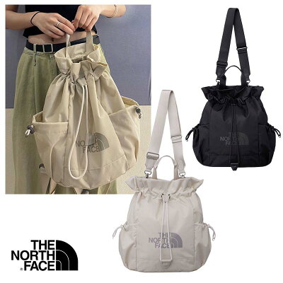 THE NORTH FACE★NN2PQ50 BONNEY PACK M ショルダーバッグ バックパック クロスバッグ トートバッグ 3WAY 巾着 斜め掛け 肩掛け レディース メンズ ホワイトレーベル 韓国 限定 バケットバッグ バケツ型バッグ かわいい