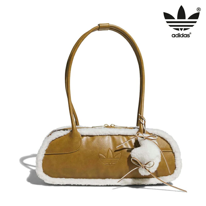 ★配送無料★ ADIDAS KT0859 WIDE SHOULDER BAG 25FW 新作 3.5L 2WAY フェイクレザー ふわふわ ボア トリム 軽量 収納 内ポケット ファスナー口 肩掛け 手持ち デイリー おしゃれ きれいめ 冬コーデ 上品 便利 快適 人気 定番 上質感 大人可愛い 上質