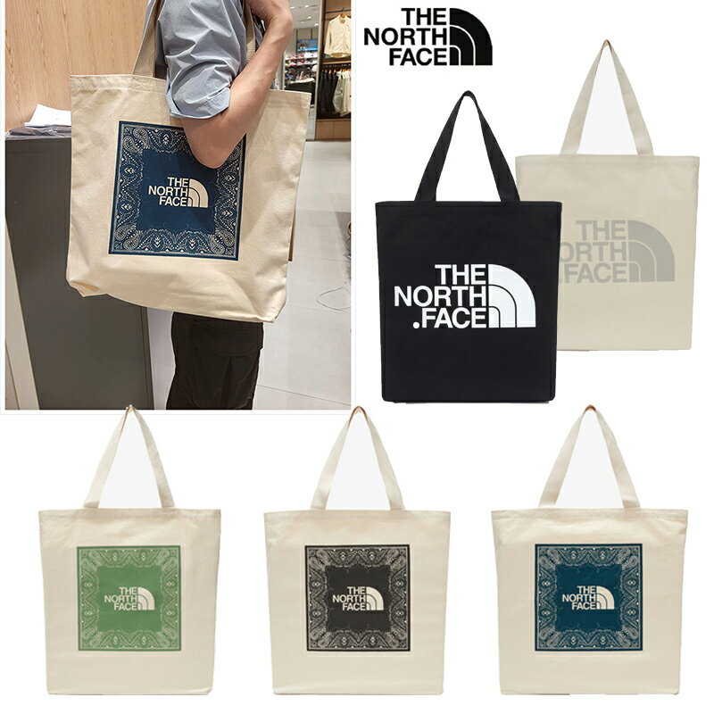 ★配送無料★ THE NORTH FACE COTTON CANVAS TOTE NN2PN65 ノースフェイス ホワイトラベル WHITE LABEL エコバッグ サブバッグ 補助カバン キャンパス 大容量 かわいい コーデ レディース メンズ アイボリー ブラック 韓国 新作 限定 2022 ペイズリー バンダナ柄