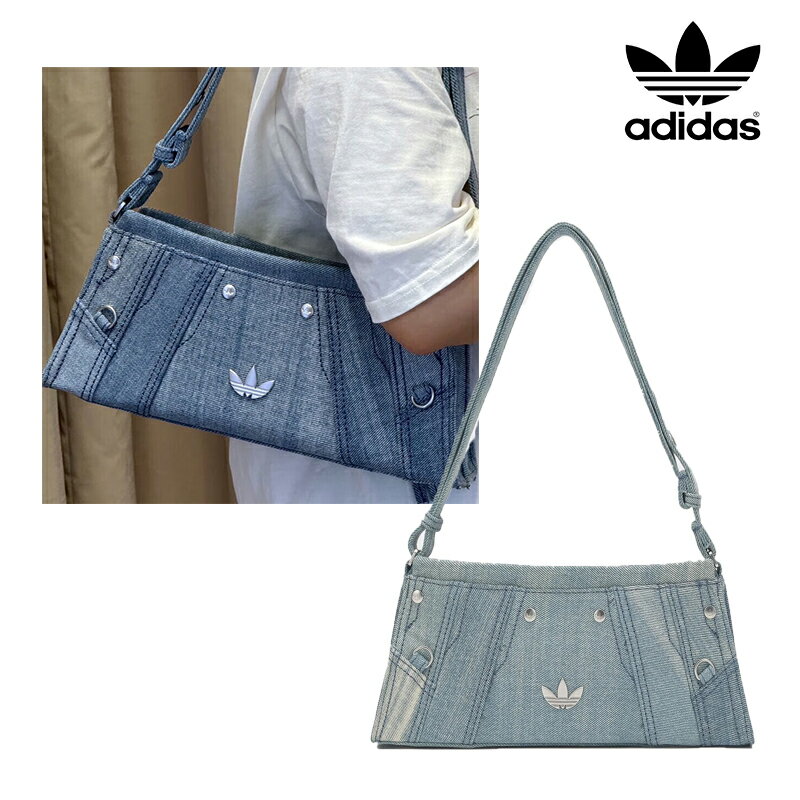 ★配送無料★[ADIDAS] DENIM SHOULDER BAG JL7666 アディダス ショルダーバッグ トートバッグ デニム ジーンズ 韓国 レディース メンズ スクエア 四角 ハンドバッグ 肩掛け ブルー 青 かわいい 人気 おしゃれ コーデ カジュアル 限定 ファスナー ジッパー ポケット