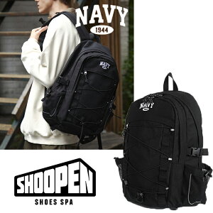 ★配送無料★ [SHOOPEN] NAVY 3M STRING BACKPACK HPADZC401N リュック リュックサック バックパック 大容量 レディース メンズ ユニセックス ブラック 黒 韓国 ブランド たっぷり 人気 かわいい コーデ 収納 疲れない シンプル カジュアル レディース メンズ