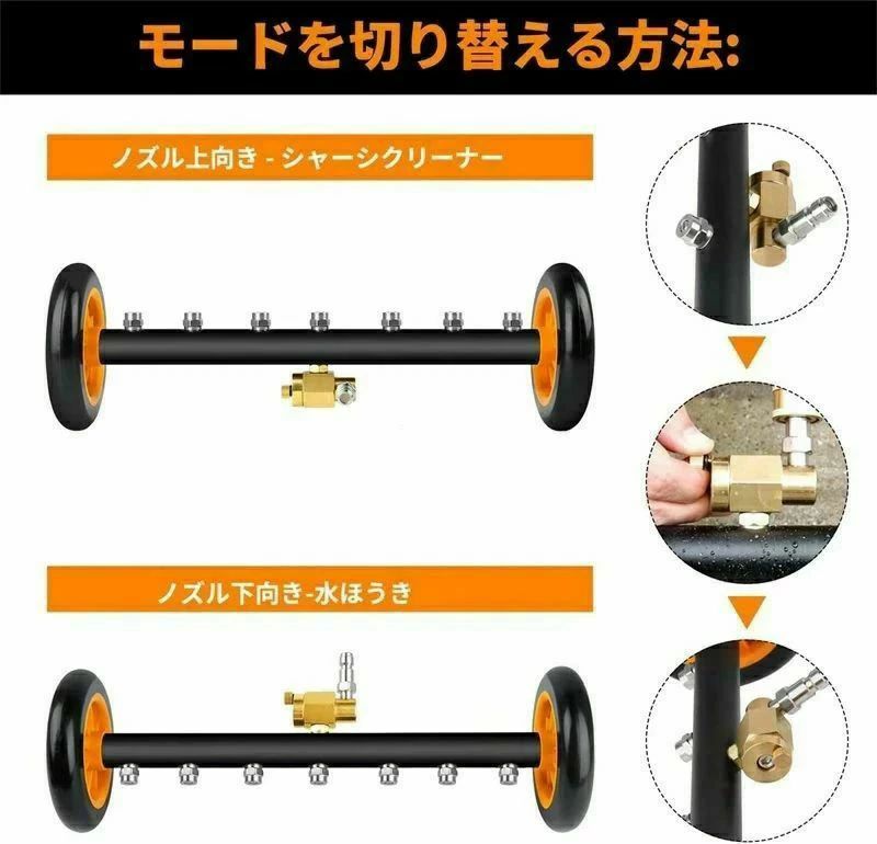 16インチデュアル機能ウォーターブルーム、3ピース延長ワンド付き 4000 PSI