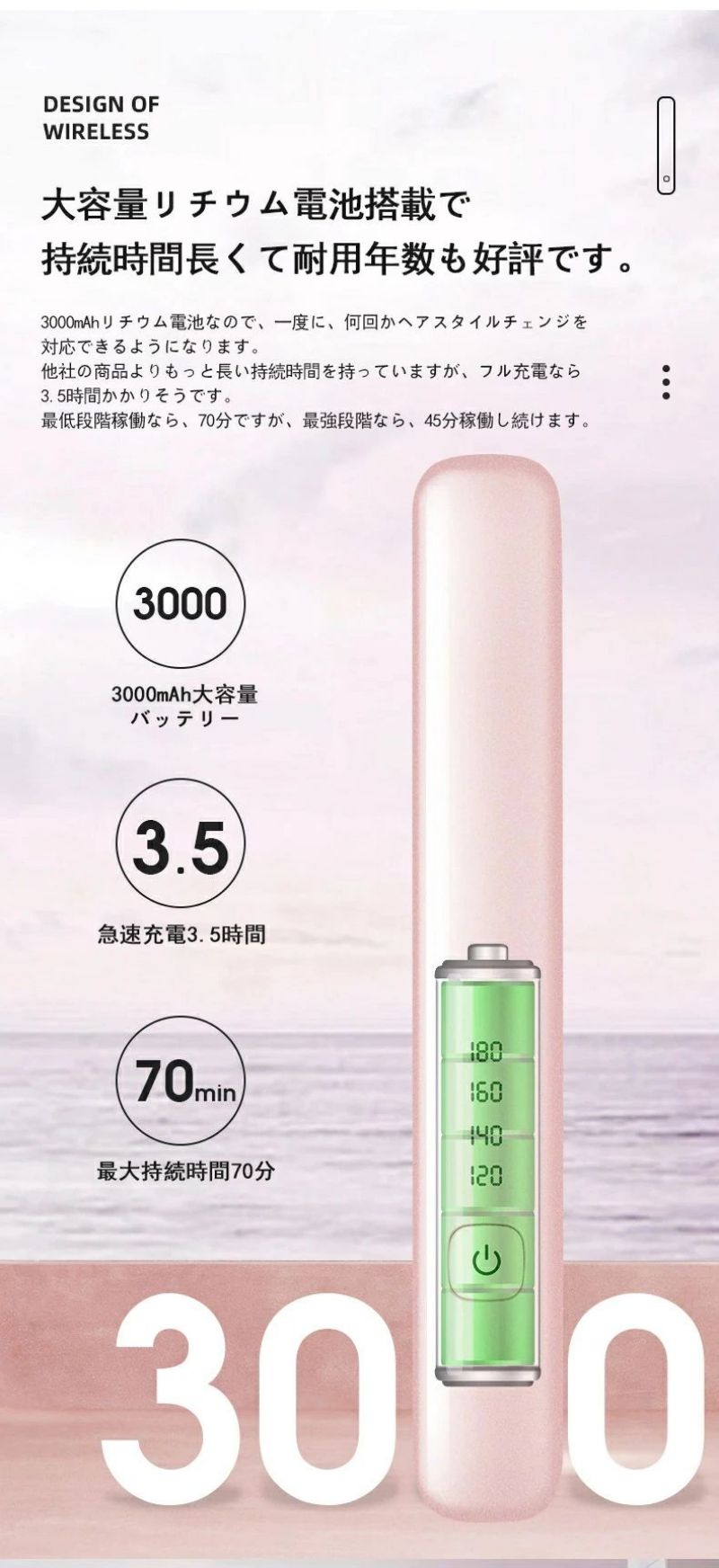 小型 携帯便利 4段階調節 ヘアアイロン ストレートアイロン USB 充電式 コードレス...
