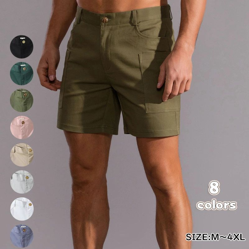 Pants - カーゴパンツ プレゼント 春 大人 細身 ショートパンツ チノパン ベイカーパンツ メンズ 夏 ハーフパンツ カーゴ ギフト 無地 膝丈 ショートパンツ ストレッチ トレーニング 父の日 メンズ カジュアル ショーツ 短パン スポーツウェア
