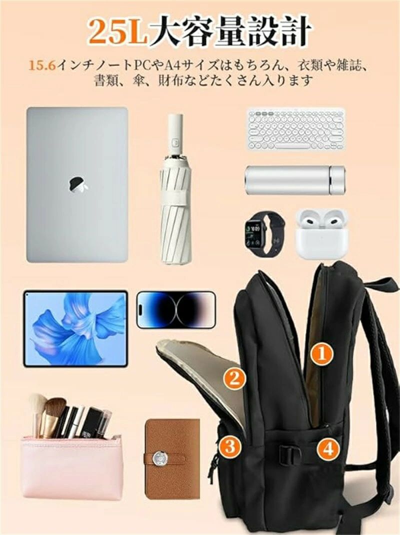 出張 大容量 リュック 旅行 15.6インチ リュック PC 通学 メンズ 通気性 リュック...