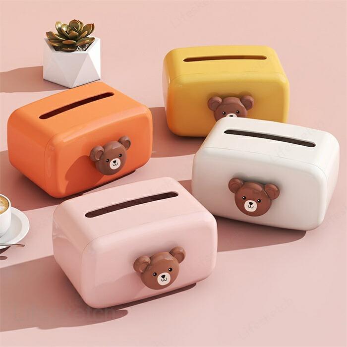 ティッシュケース 11x18x11.5cm tissuebox ティッシュボックス pvc ホーム 装飾 おもしろティッシュボックス クマ クマさん かわいい [2]
