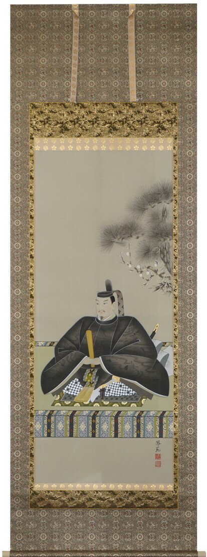 掛軸 天神様　尺八立 三和鳳苑作【送料無料】【年中掛】【桐箱入】【本丸表装】