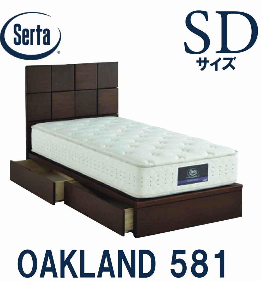 【送料設置無料】サータ SERTA オークランド581 セミダブルサイズ SDサイズ ベッドフレーム フレーム単品 OAKLAND581 引き出しタイプ ウォールナット色 WN WN突板 フラット 日本製 モダン ジオメトリックパターン ウレタン樹脂塗装 収納付き