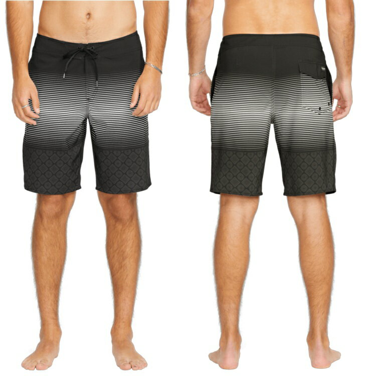 VOLCOM ボルコム 【 Lido Stripe Mod-Tech Trunks 20" - BLACK 】A0812500 ストレッチ SURF TRUNKS ボードショーツ ボルコムジャパン正規品 　サーフトランクス　サーフパンツ　ボードショーツ 2025 S/S
